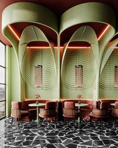 Caffetteria di lusso caffetteria ristorazione mobili bar tavolo e sedia all'aperto Dessert mezzo tondo ristorante divano stand per commensale - Product Image 3