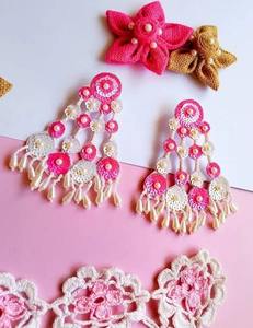 Handmade Elegant Seed Bead Tassel <b>Earrings</b> with Sequins Long Trendy Drop <b>Studs</b> for <b>Girls</b> and Women for Christmas Day - Product Image 2