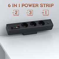 Prise multiple industrielle amovible avec pince, NFC, 10A, 3 prises, charge USB-C 20W, 1 port USB-A, câble rétractable de 1,8 m
