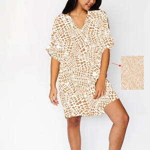 사용자 정의 도매 100% 레이온 클래식 쉘 패턴 짧은 소매 여성 셔츠 원피스 하와이 스타일 알로하 여성 셔츠 원피스 - Product Image 2