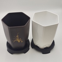 Pot en plastique style lotus avec plateau, style ferme, écologique, pour orchidées et clivia, vente en gros, usage jardin et maison