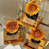 AM-PFE170 Ammy Luxe Eeuwigdurende Gedroogde Bloemen Zonnebloem Transparante Acryl Cadeaubox Kerst Eeuwigdurende Verjaardag Cadeautjes
