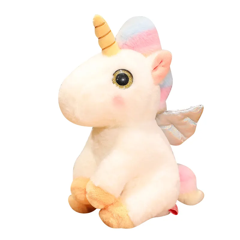 Logo personalizzato farcito carino Kawaii animale seduto Squishy Mini cuore che abbraccia unicorno mascotte peluche regalo peluche giocattolo per bambini