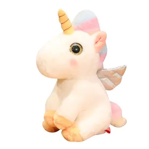 Custom Logo Stuffed Cute Kawaii Animal Sitting Squishy Mini Heart Hugging Unicorn Mascot Plush Gift Plushy Kid Toy