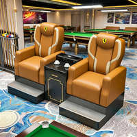 S.Q.F Luxe Fauteuil de billard avec console centrale et marchepied, en cuir PU, accoudoir large, rembourrage épais, moderne, pour salle de jeux commerciale et snooker