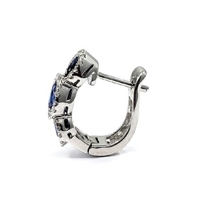Boucles d'oreilles clipsables en or massif 18 carats avec saphir bleu et diamants naturels, bijoux fins personnalisés tendance 2021 pour femmes, cadeau de mariage ou de fête - Product Image 3