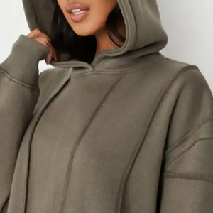 Vestido <span class=keywords><strong>Sudadera</strong></span> <span class=keywords><strong>de</strong></span> Felpa <span class=keywords><strong>de</strong></span> Algodón <span class=keywords><strong>de</strong></span> Alta Calidad para <span class=keywords><strong>Mujer</strong></span>, Vestidos con Capucha Oversize <span class=keywords><strong>de</strong></span> Hombro Caído Personalizados para Damas - Product Image 3