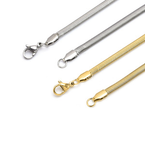High Quality Soft Herringbone Flat Snake Chain Necklace - 18K Gold Plated Stainless Steel for Men and Women - Product Image 2