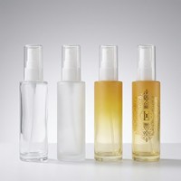 Botol Semprot Serum Kaca Silinder Premium 50ml, Finishing Matte, Alas Tebal, Gradasi Kuning, Logo Custom, Sablon Pompa
