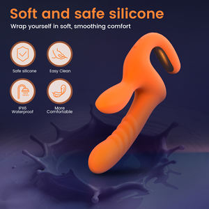 Lüks USB şarj edilebilir turuncu silikon su geçirmez IPx6 yapay penis kadın tavşan vibratör değnek G Spot emme klitoral stimülatör CE - Product Image 5