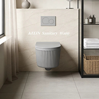 Cuvette de toilettes suspendue Ornado à trou unique, design rayé populaire, seulement 26 cm de hauteur, siphon en P, facile à nettoyer pour salles de bain de luxe