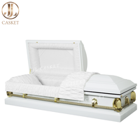 Cercueil en acier de calibre 20 cercueil en métal avec intérieur en crêpe blanche fournitures funéraires de qualité supérieure