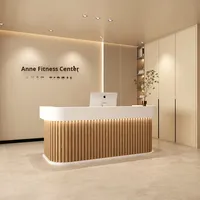 Comptoir de réception moderne de luxe en arc lumineux pour salon de beauté, caisse de magasin de vêtements, petite entreprise, bar, en bois