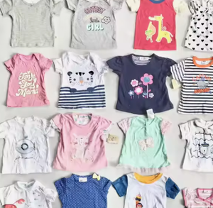 Nueva Moda 2026, Venta al por Mayor de Lotes de Camisetas de Algodón con Cuello Redondo y Manga Corta para Bebés Recién Nacidos, Niños y Niñas - Product Image 1