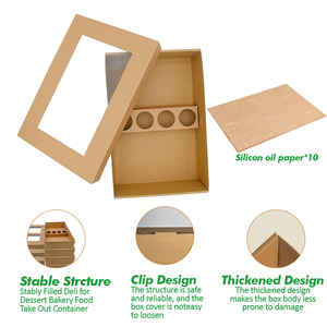 กล่องกระดาษคราฟท์แบบใช้แล้วทิ้งสำหรับบรรจุอาหาร อาหารกลางวัน ของหวาน ชุบเคลือบ PE - Product Image 5