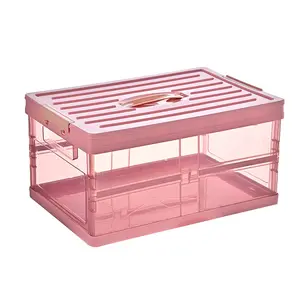 Hot sale foldable storage box plastic storage containers storage box organizer with handle and wheel