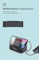 Chargeur sans fil pliable 15W 2026 avec double port USB, écran LED, réveil et fonction snooze – Modèle RYS-F10 (Moule privé)