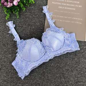 Pizzo da donna reggiseno alla moda comodo tre file di biancheria intima con anelli in acciaio grande petto piccolo sottile - Product Image 3