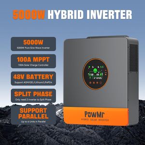 POW-SunSmart SP5K 5000W ระบบไฮบริดพลังงานแสงอาทิตย์ 48V 110V/120V/208V/240V AC คลื่นไซน์บริสุทธิ์ สามเฟส แยกส่วน ช่อง USB สำหรับใช้ในบ้าน/สำนักงาน PowMr Hybri - Product Image 4