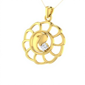 Pendentif Ganesha en or 14 carats, diamant de laboratoire VVS1, bijoux spirituels, design personnalisé, fabricant de bijoux spirituels, charme en diamant cultivé en laboratoire - Product Image 1
