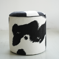 Pouf ottoman en similicuir pelucheux à imprimé animal pour salon, chambre, comme table basse ou repose-pieds pour changer de chaussures