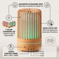 Diffuser Aroma Ultrasonik Kayu Terlaris 7 Warna Lampu Malam Kontrol Sentuh Humidifier Udara Senyap untuk Rumah Spa Ruang Yoga