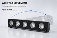 Tira de luz LED COB RGB de 5x30W 150W con lente de panal de abeja, píxel DMX512, CRI Ra90, AC100-240V, para bar, escenario, iluminación de pared, efecto de teñido y flash para discoteca