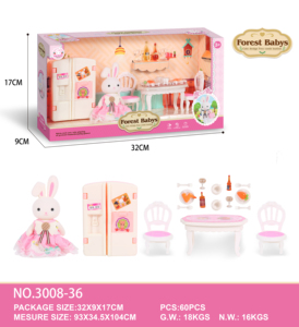 Bricolage lapin rose <span class=keywords><strong>maison</strong></span> de poupée Mini meubles Mini chambre Mini salle de bain mignon lapin jeu <span class=keywords><strong>maison</strong></span> jouet fille cadeau d'anniversaire - Product Image 3