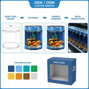 Ensemble de blocs de <span class=keywords><strong>construction</strong></span> d'aquarium cylindrique transparent personnalisé avec coffre au trésor, crabe <span class=keywords><strong>et</strong></span> algues, jouets éducatifs pour enfants pour le bricolage - Product Image 4