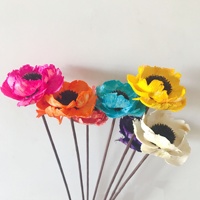 Bunga Poppy Sola Buatan Tangan Grosir dari Cina, Warna Putih Merah Kuning, Bunga Poppy Kering untuk Dekorasi Pernikahan dan Rumah