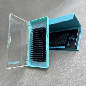 pesta asPrivate label Super soft Mink lash trays Self Fanning yy lash premium premade korea silk J curl eyelashes extensions