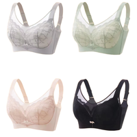 3506 # femmes grande taille soutien-gorge sans fil confortable doux pour la peau dentelle décoration bretelles réglables motif solide respirant