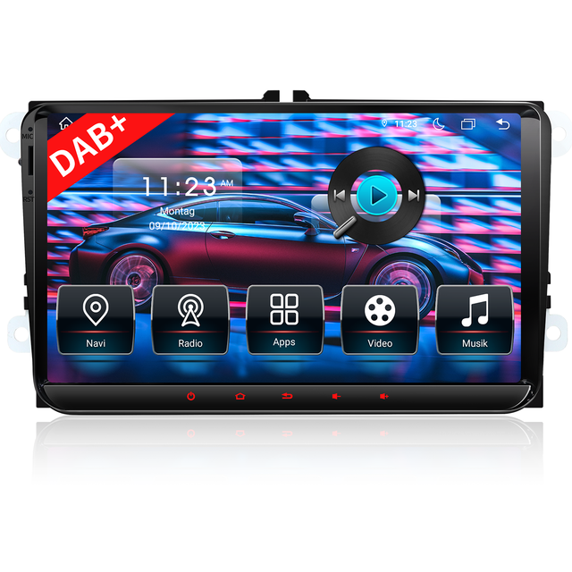 Car Head Unit 9" for VW Universal GPS Navigation with DSP TPMS CarPlay & Android Auto Dashboard Mount 1 Year Warranty USB