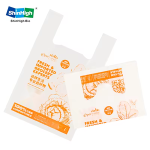 Customized Biodegradable PLA Cornstarch T-shirt <b>Bags</b> Plastic Reusable Recycle Shopping Grocery <b>Bags</b> - Product Image 4