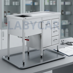 Évier d'hôpital industriel carré en acier inoxydable LABYCARE avec armoire et tiroir pour usage médical - Product Image 5