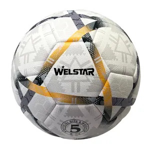 Welstar ลูกฟุตบอลหนัง PU/PVC แบบสั่งทำโลโก้ที่ดีที่สุดทนทานสำหรับการฝึกซ้อมอย่างเป็นทางการขนาด5ฟุตบอล