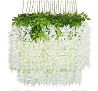 Fleurs suspendues de glycine Fleur de glycine en soie Artificielle Maison Mariage Top Seller Fleur artificielle de glycine blanche