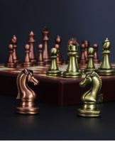 Jeu d'échecs en métal couleur bronze, pliable, magnétique, écologique, de luxe, pour adultes, jeu familial