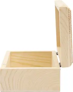 अधूरे लकड़ी का खजाना छाती सजावटी लकड़ी के बक्से शिल्प, कला, शौक, परियोजनाओं के लिए लकड़ी के बॉक्स क्लैंप