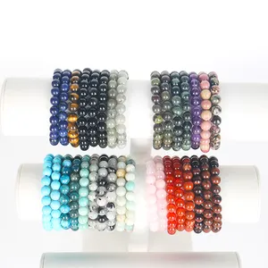 Wholesale High Quality Various Kinds Of Crystal Jewelry Gemstone 8mm Rose Quartz Chakra Bracelet