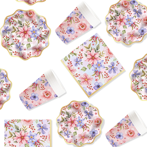 Platos y Servilletas con Diseño de Flores Silvestres DAMAI, Artículos para Fiestas, Platos de Papel Florales, Servilletas, Decoraciones para Baby Shower, Juegos de Vajilla - Product Image 2
