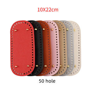 22X10cm multicolore tissé à la main en cuir PU ovale long tissé fond de sac au crochet bricolage sac à main sac à bandoulière fabrication de portefeuille - Product Image 4