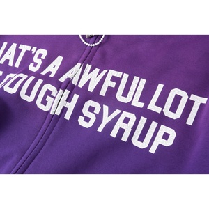 Moda púrpura gradiente Sudadera con capucha de manga larga suelta con cremallera con capucha letra impresa sudadera Streetwear 100% algodón para hombres - Product Image 5