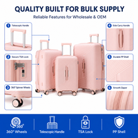 Ensembles de bagages rigides PP, coque géométrique rose, fabricant certifié BSCI, assortiment de couleurs pour voyage en cabine