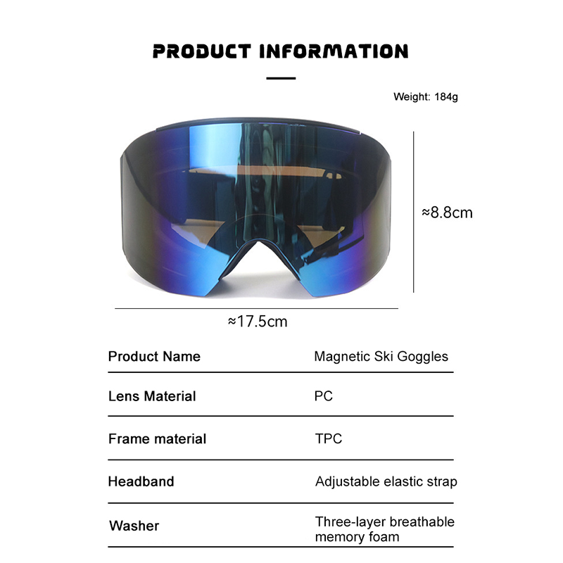 OEM 2025 Custom Logo Frameless Retro Anti-Fog Ski Goggles Men's Women's Sports Eyewear Magnet Snow Googles for Snowboarding