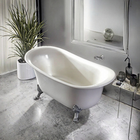 Baignoire ovale vintage de luxe européenne en acrylique blanc, écologique, pour usage intérieur, design traditionnel, autoportante avec drain intégré