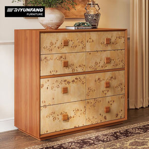 Commode à huit tiroirs en bois massif, style médiéval, motif Treetumor, avec rails de fermeture amortie, pour rangement de salon - Product Image 2