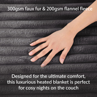 Couverture chauffante électrique douce avec fausse fourrure et flanelle, 9 réglages de chaleur, lavable en machine, jeté confortable pour lit, canapé et usage domestique