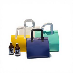 Sacs d'emballage alimentaire à emporter avec logo imprimé, en aluminium et tissu non tissé isolant, avec poignée longue pour gâteaux et thé au lait - Product Image 2