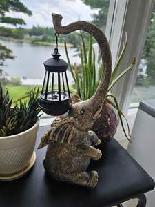 Waterdichte Patio Tuin Gazon Decoratie Hars Koperen Olifant Beeldje Solar Tuin Licht - Product Image 2